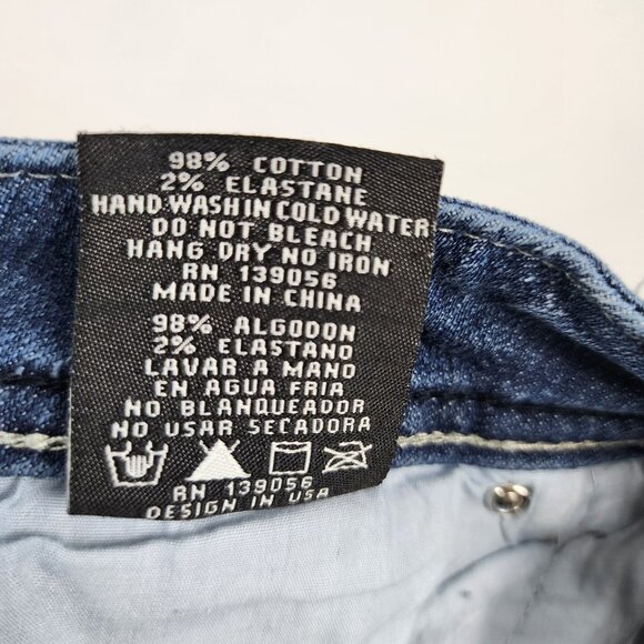 Grace in LA Jeans Womens 10 Blue Bling Flap Pockets Denim Straight Leg (32x32) - Picture 11 of 11